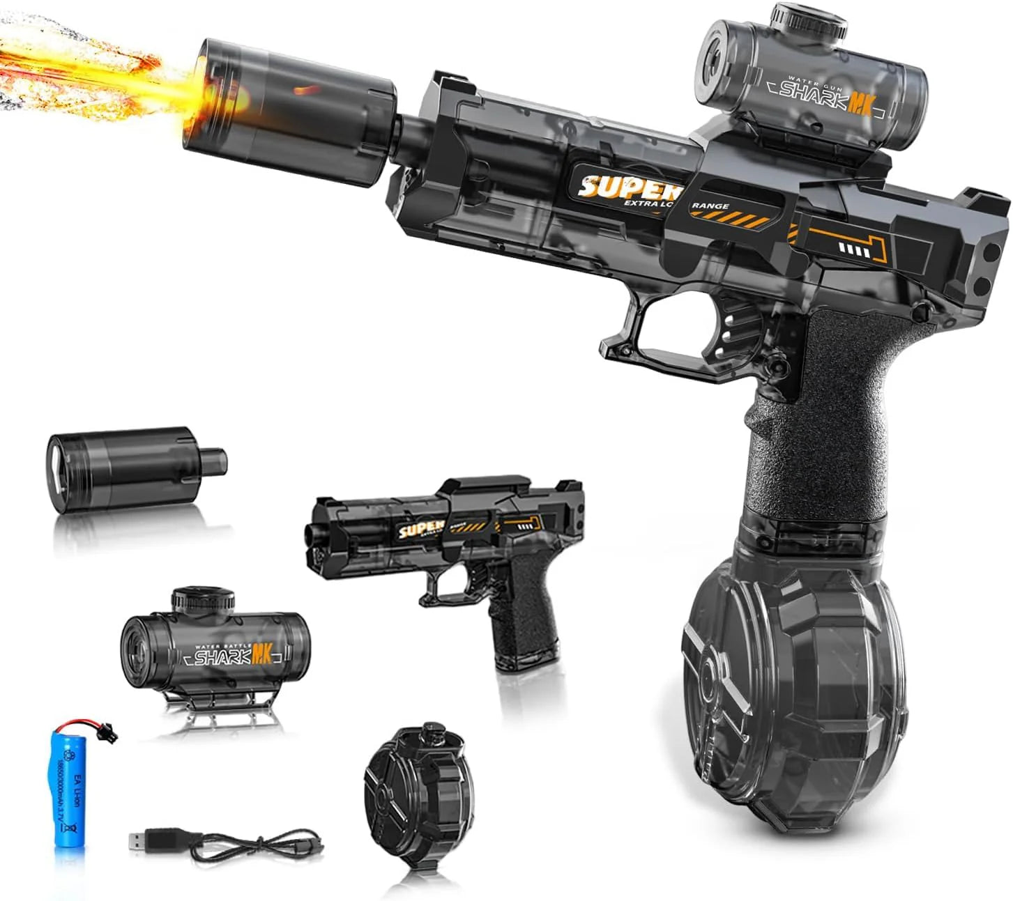 LED Electric Water Blaster for Kids & Adults | Automatic Water Gun Black 26-32 ft